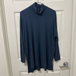 EILEEN FISHER DENIM Blue Turtleneck Tunic.
